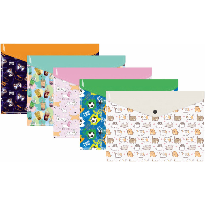 Teczka kopertowa A4 PP z nadrukiem MIX (12szt) TKN-A4-MIX BIURFOL