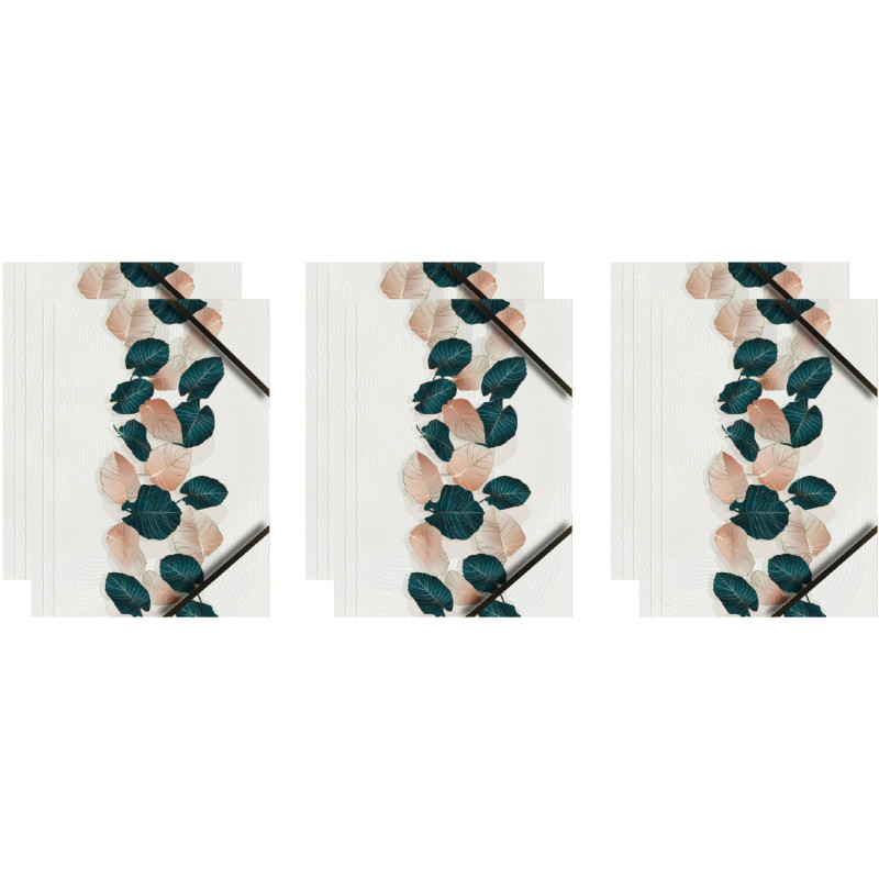 Teczka kartonowa A4 z gumką narożną LIŚCIE NA BIAŁYM TLE BT601-B2 TETIS