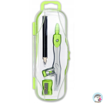 Cyrkiel szkolny z ołówkiem + temperówka w etui PC-102 zielony TT7638 PENMATE