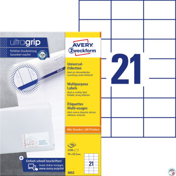 Etykiety A4 białe(100arkuszy) 70x42.3mm 3652 AVERY ZWECKFORM