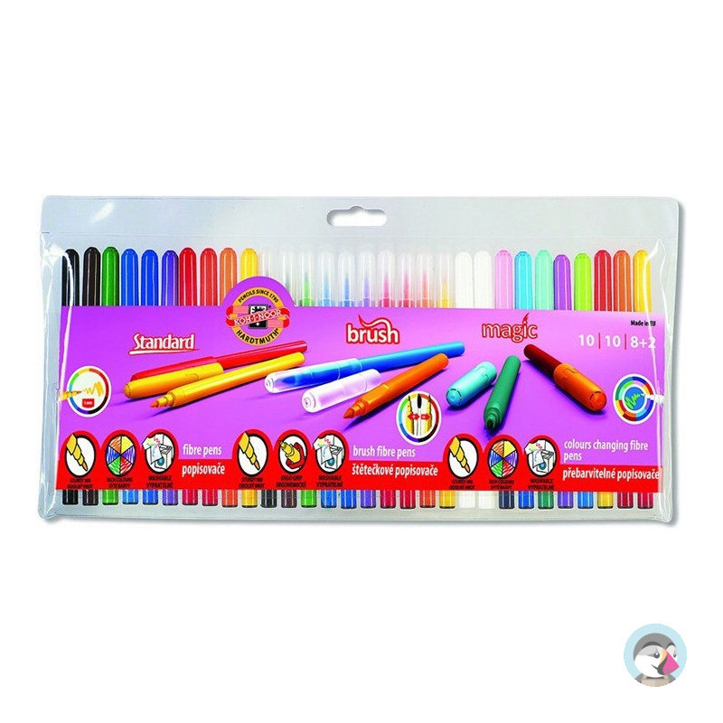 Flamastry mix 30szt. 10 szkolnych, 10 magic, 10 pędzelkowych 771629 KOH-I-NOOR
