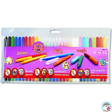 Flamastry mix 30szt. 10 szkolnych, 10 magic, 10 pędzelkowych 771629 KOH-I-NOOR