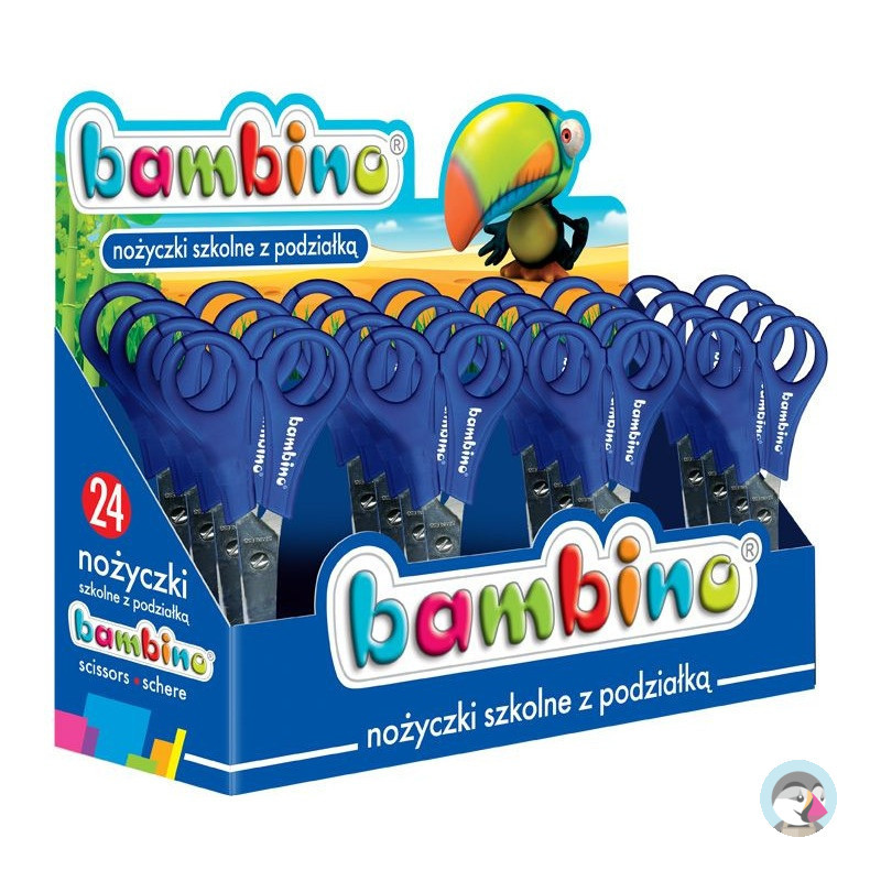 Nożyczki szkolne z podziałką ( 24 sztuki) , display BAMBINO