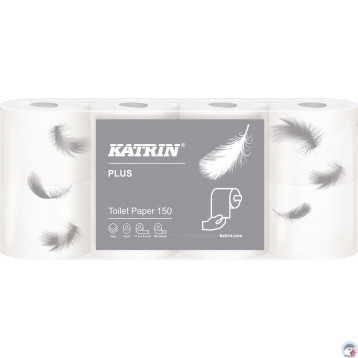 Papier toaletowy KATRIN Plus (8 rolek) 3 warstwy 100% celuloza 150 listków 16525/557305
