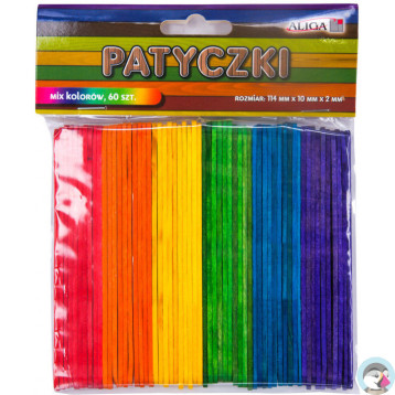 Patyczki 6 kolorów 114x 10x2mm (60szt.) ALIGA PK-3274