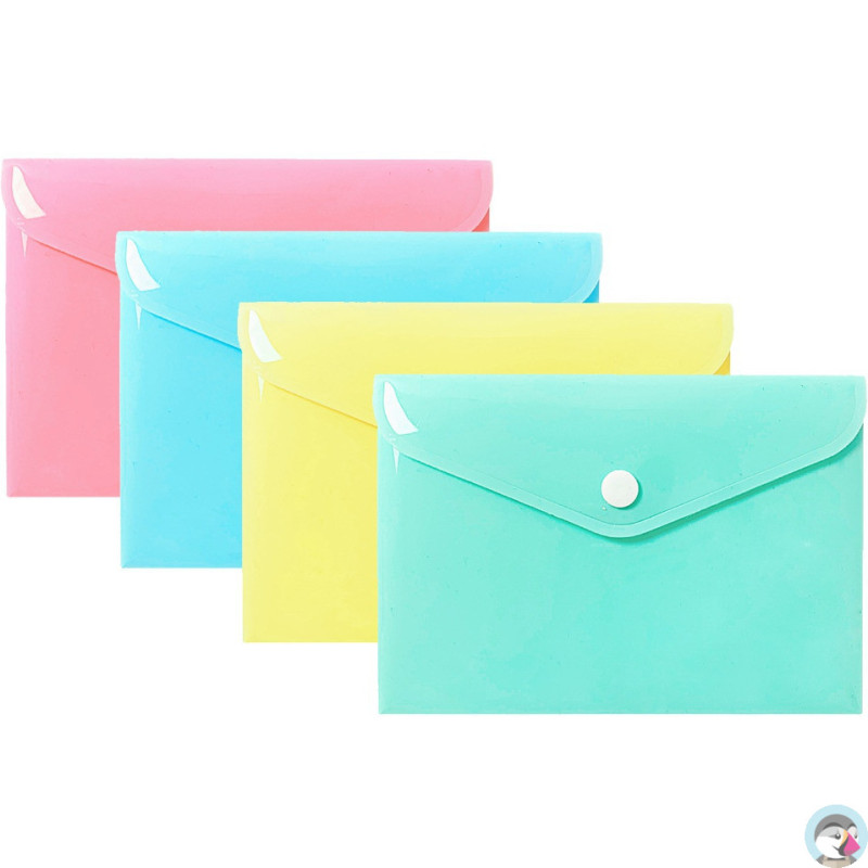 Teczka kopertowa na dokumenty A7 na zatrzask PP 10 sztuk mix pastelowy TKP-A7 BIURFOL