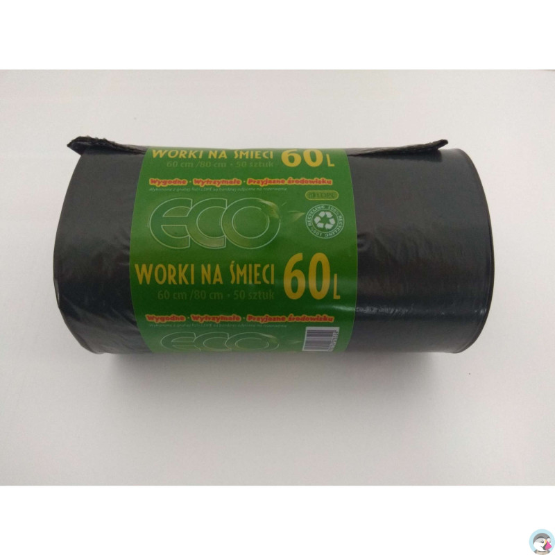 Worki na śmieci 60L LDPE czarne (50szt) 60cm/80cm