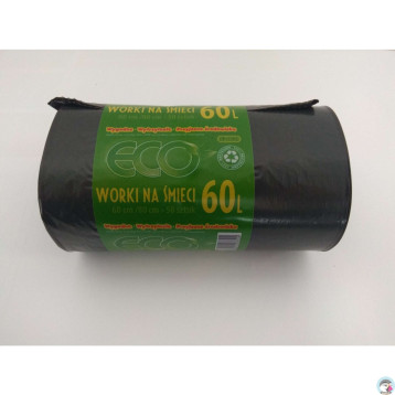 Worki na śmieci 60L LDPE czarne (50szt) 60cm/80cm