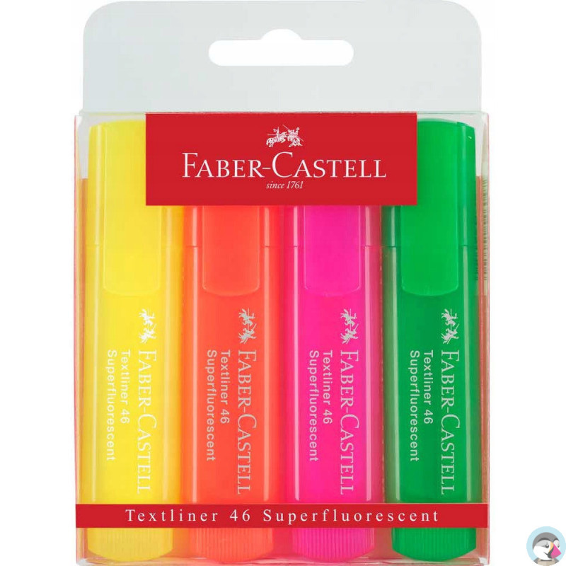Zakreślacz 1546 fluo 4 kolory etui 154604 FC FABER CASTELL