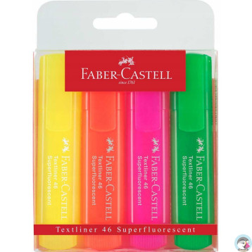 Zakreślacz 1546 fluo 4 kolory etui 154604 FC FABER CASTELL