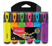 Zakreślacz FLUO PEPS mix kolorów 6szt etui z zawieszką 742557 MAPED