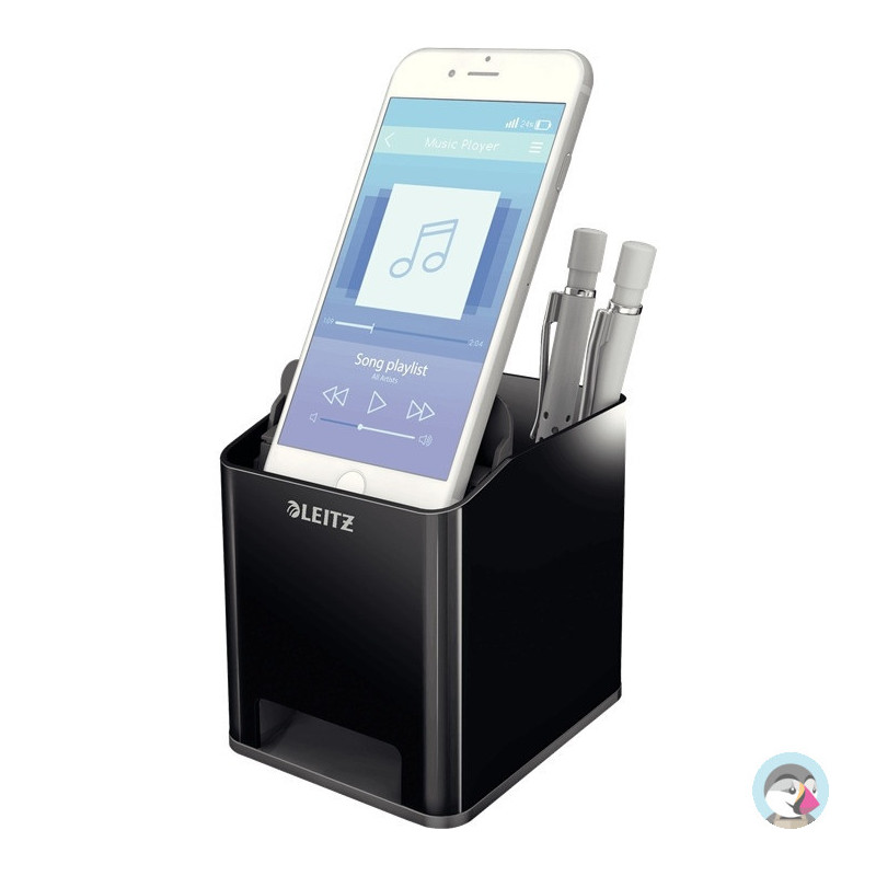 Kubek na długopisy LEITZ WOW czarny ze wzmacniaczem dźwięku 53630095 Kubek na długopisy LEITZ WOW czarny ze wzmacniaczem dźwięku 53630095