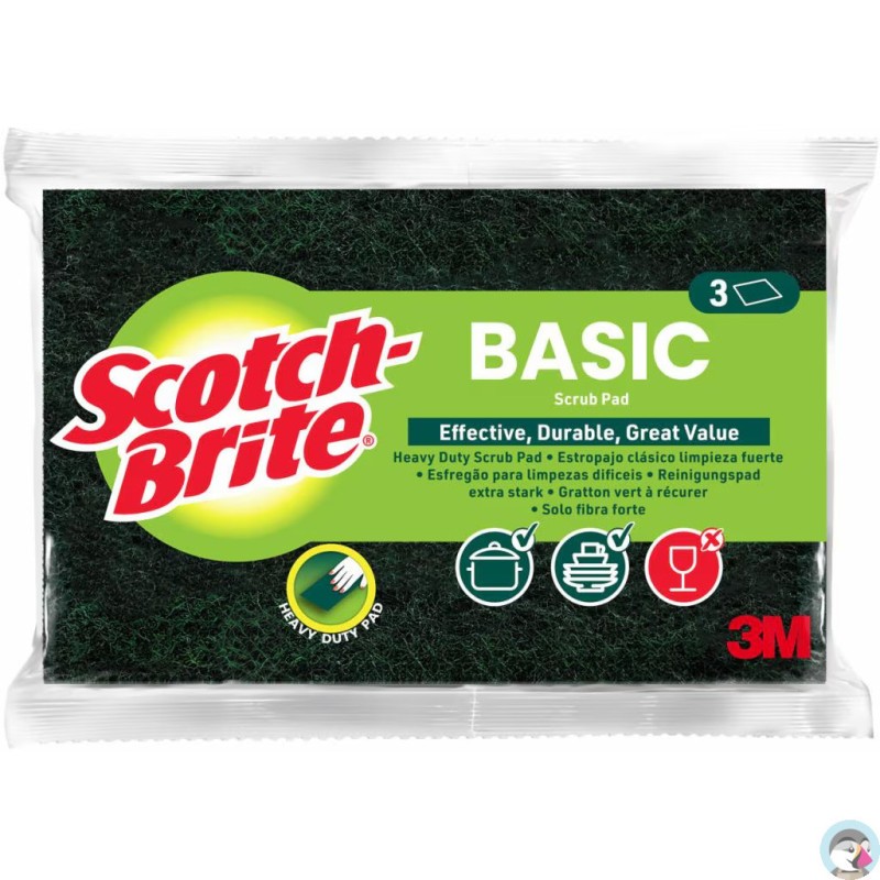 Zmywak do szorowania SCOTH-BRITE Basic włóknina (3szt.) zielony 3M-68060502025