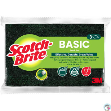 Zmywak do szorowania SCOTH-BRITE Basic włóknina (3szt.) zielony 3M-68060502025 Zmywak do szorowania SCOTH-BRITE Basic włóknina (3szt.) zielony 3M-68060502025