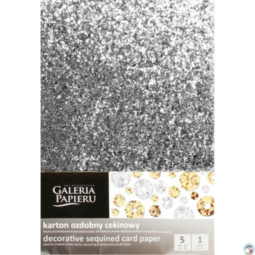 Karton ozdobny cekinowy A4 srebrny 210g. (5ark.) 208505 Galeria Papieru Karton ozdobny cekinowy A4 srebrny 210g. (5ark.) 208505 Galeria Papieru