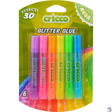 Klej brokatowy neonowy 10g. 6 kolorów CRICCO 3D CR950B6
