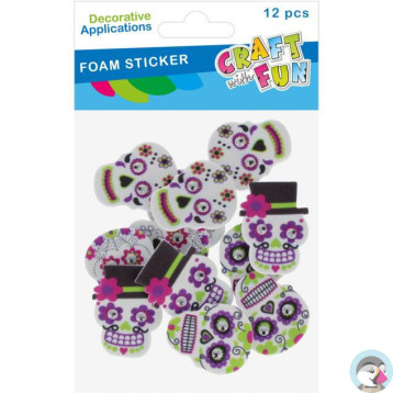 Naklejki piankowe Meksykańskie czaszki 12szt. 572692 CRAFT WITH FUN Naklejki piankowe Meksykańskie czaszki 12szt. 572692 CRAFT WITH FUN