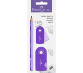 Ołówek JUMBO SPARKLE SLEEVE + temperówka+gumka fiolet blister 11675 Faber-Castell