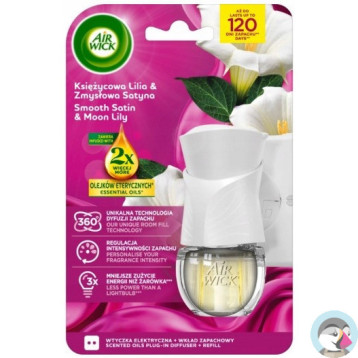 Odświeżacz AIR WICK elektryczny komplet 19ml Księżycowa Lilia & Zmysłowa Satyna