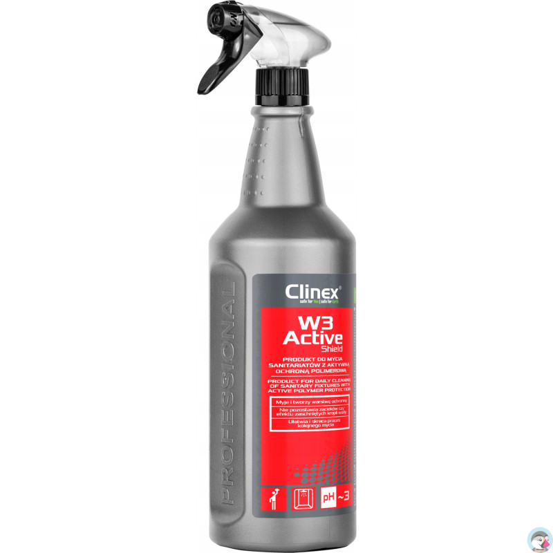 Preparat do mycia sanitariatów i łazienek W3 Active SHIELD 1L CL77708 CLINEX