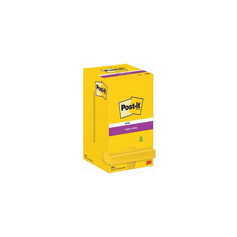 Bloczek samoprzylepny 76x76mm 90k żółty (12szt) SUPER STICKY POST-IT 654-S 3M