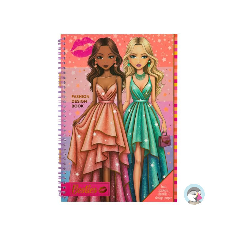 Książka projektowanie mody z naklejkami i szablonami pomarańczowa 140056/2 BESTIES