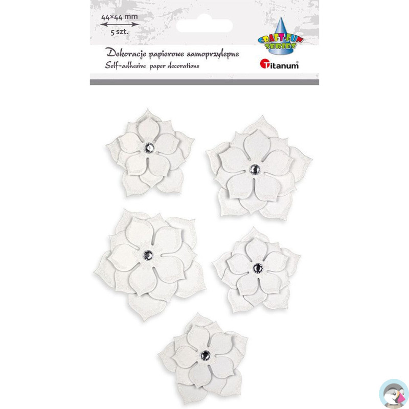 Naklejki papierowe kwiaty 44x44mm 5szt. 507976 TITANUM
