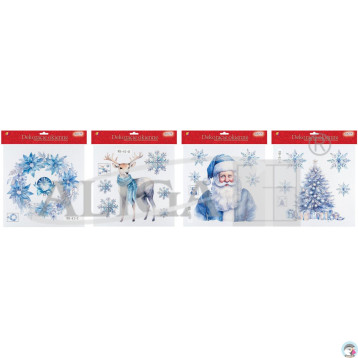 Witraż z brokatem choinka/płatki śniegu wielokrotnego użycia (bez kleju, nie brudzący) WB-41 ALIGA