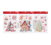 Witraż z brokatem domek z piernika wielokrotnego użycia (bez kleju, nie brudzący) WB-43 ALIGA