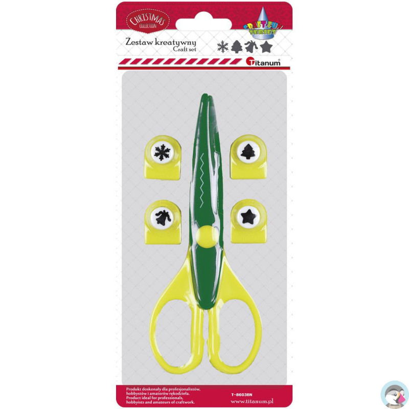 Nożyczki dekoracyjne 16,5 cm + 4 dziurkacze kreatywne 340302 TITANUM