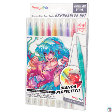 Pisak BRUSH SIGN PEN TWIN MANGA kpl.8szt. SESW30C-ST8MGPL PENTEL