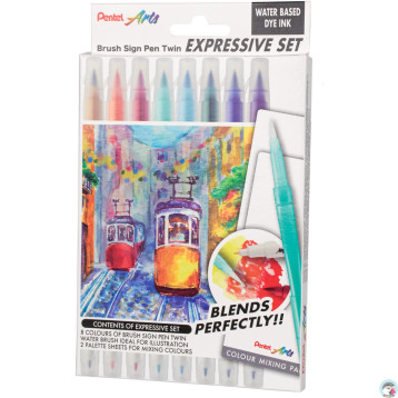Pisak BRUSH SIGN PEN TWIN LANDSCAPE kpl. 8szt. SESW30C-8LS PENTEL