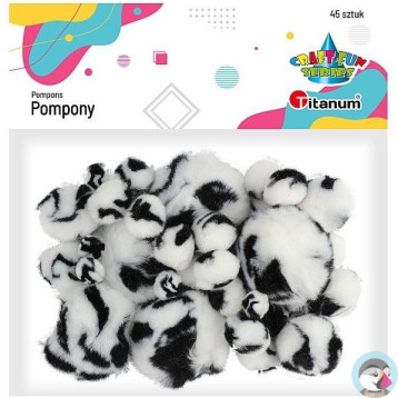 Pompony akrylowe A45 ANIMAl biało-czarne 338522