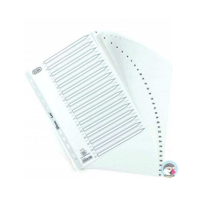 Przekładki numeryczne do segregatora A4 1-31 białe PP 100204793 OXFORD