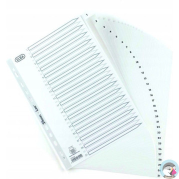 Przekładki numeryczne do segregatora A4 1-31 białe PP 100204793 OXFORD