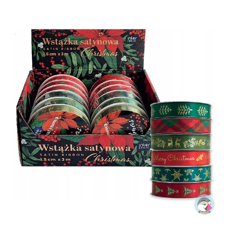Wstążka satynowa CHRISTMAS 3m INTERDRUK