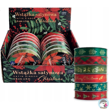 Wstążka satynowa CHRISTMAS 3m INTERDRUK