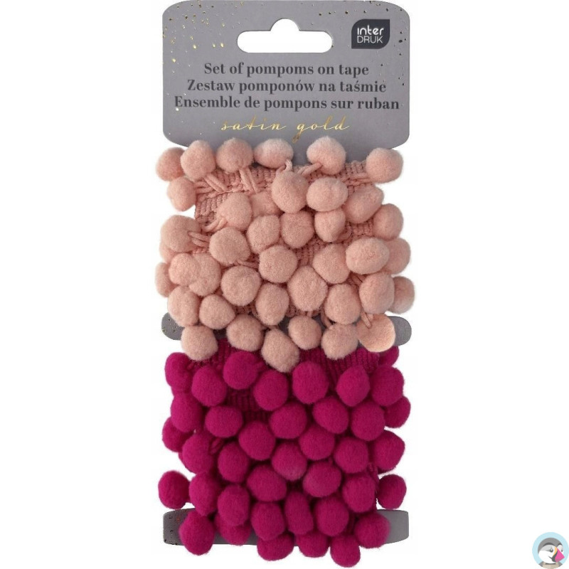 Zestaw pomponów na taśmie 2x1,5m Satin Gold INTERDRUK