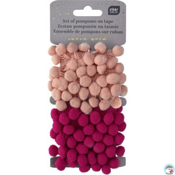 Zestaw pomponów na taśmie 2x1,5m Satin Gold INTERDRUK