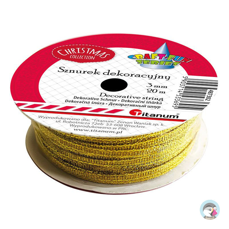 Sznurek-wstążka 3mm 20m złoty 487302 TITANUM