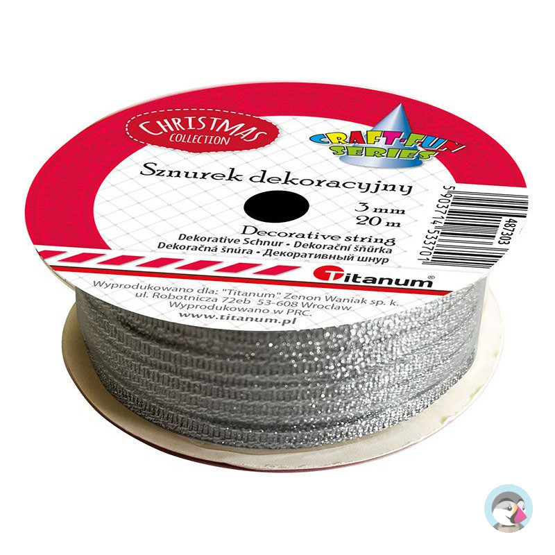 Sznurek-wstążka 3mm 20m srebrny 487303 TITANUM