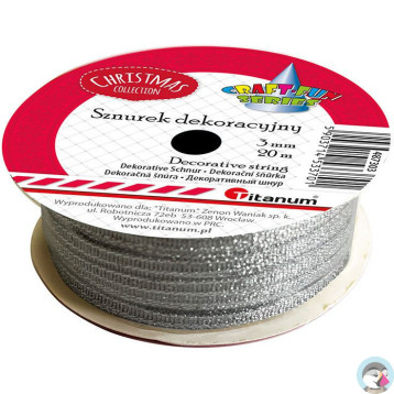 Sznurek-wstążka 3mm 20m srebrny 487303 TITANUM