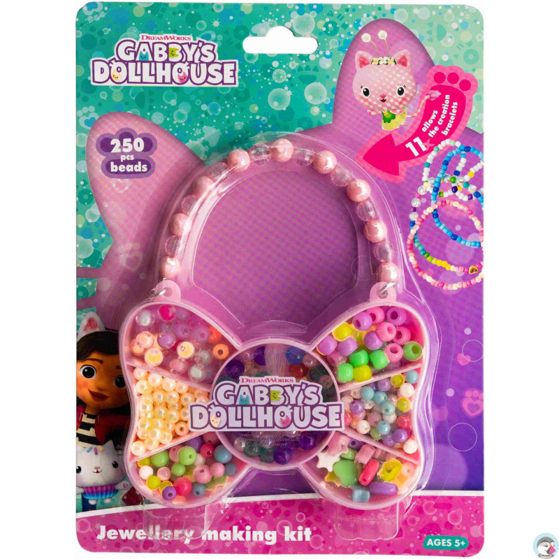 Zestaw koralików Gabbys Dollhouse 250szt.+2m gumki Motyl ASTRA 334024007