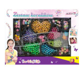 Zestaw koralików plastikowych mix kolorów i kształtów op. ok. 275szt.+2x 120cm żyłka PJ-2029 ALIGA