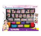 Zestaw koralików plastikowych mix kolorów i kształtów op. ok. 650szt.+2x 120cm żyłka PJ-2005 ALIGA