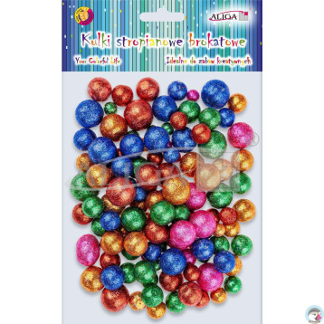 Kulki styropianowe brokatowe mix kol. rozmiar 8,10,15,20mm op. 110szt. KSB-1879 ALIGA