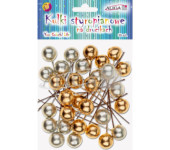 Kuleczki styropianowe na drucikach złote i srebrne roz. 1cm. dł. 7cm. op. 30szt. KSB-4658 ALIGA