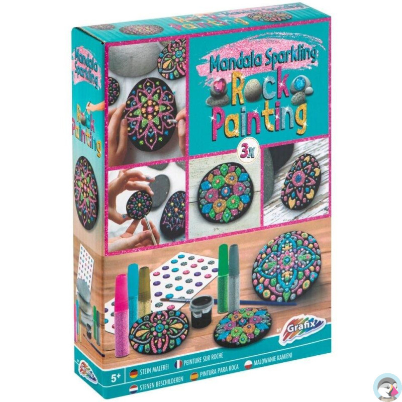 Zestaw do malowania kamieni MANDALA (3x Kamień, 61x Farbka, 5x Farbka w tubce 1x Pędzelek) 200036 MOXY
