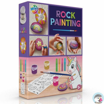 Zestaw do malowania kamieni JEDNOROŻEC (3x Kamień, 3x Farbka, 3x Farbka w tubce, 1x Pędzelek, 1x arkusz z szablonami) 200075 MO