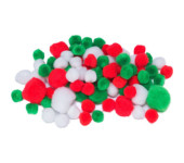 Pompony mix rozm. czerwone/białe/zielone 78szt. POM43
